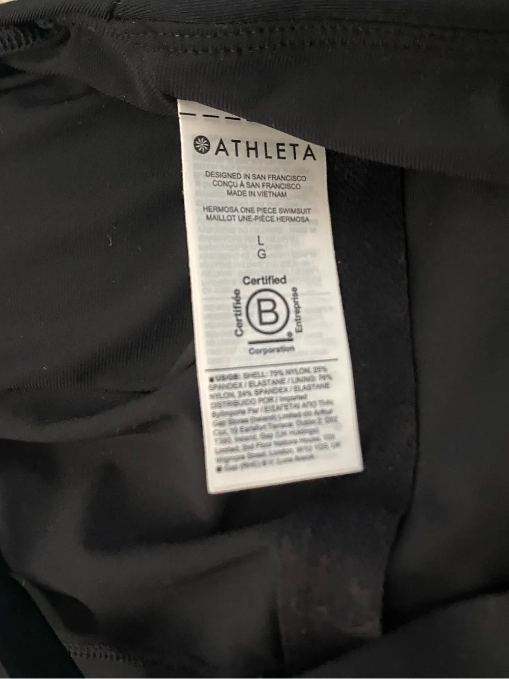 Athleta Hermosa One Piece Swimsuit Black Size Large Athletic Beach